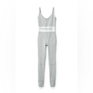 Alexander Wang Logo Elastic Jumpsuit In Ribbed Jersey